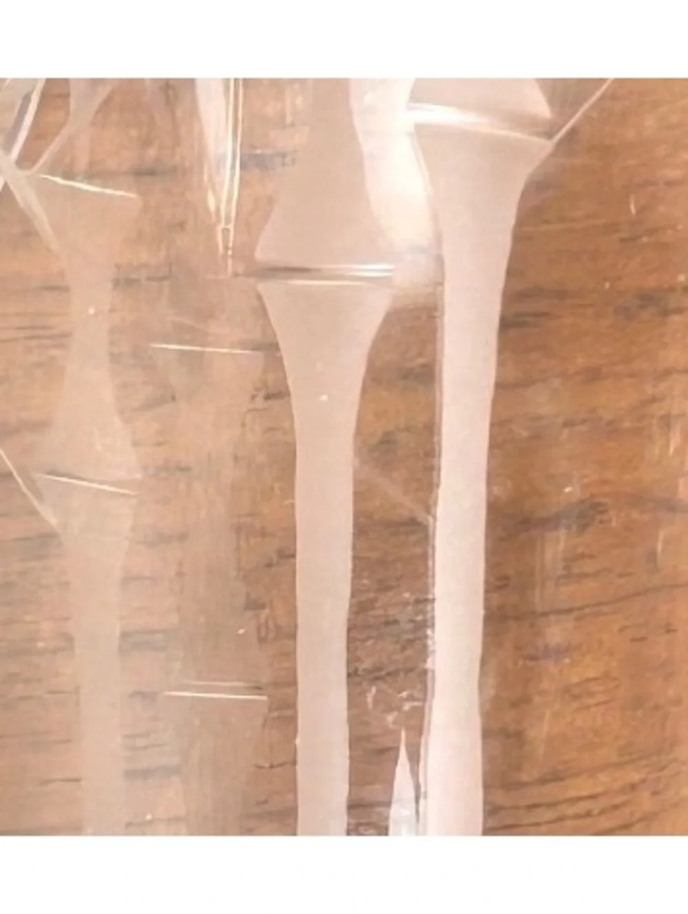 Pair of Vintage Bamboo Etched Glass Champagne Flutes